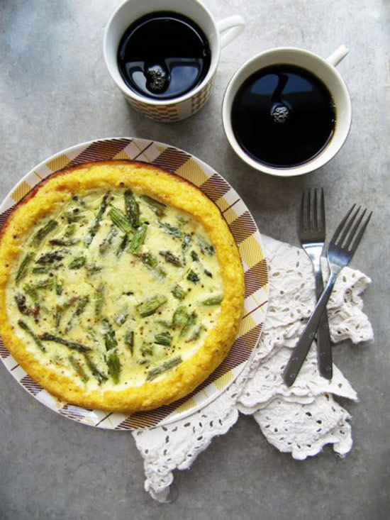 Creamy Asparagus Polenta Quiche