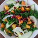Winter Kale Salad with Kombucha Vinaigrette - a healthy winter salad with roasted root vegetables, fennel, apples, and a tangy dressing
