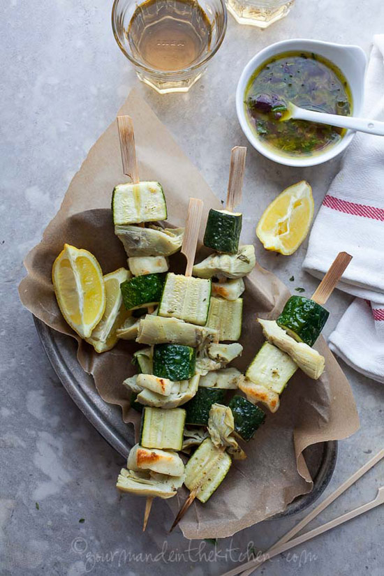 Instead of chicken souvlaki, make these Greek Inspired Vegetable Skewers