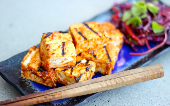 Instead of grilled chicken, make this Sriracha-Miso Grilled Tofu