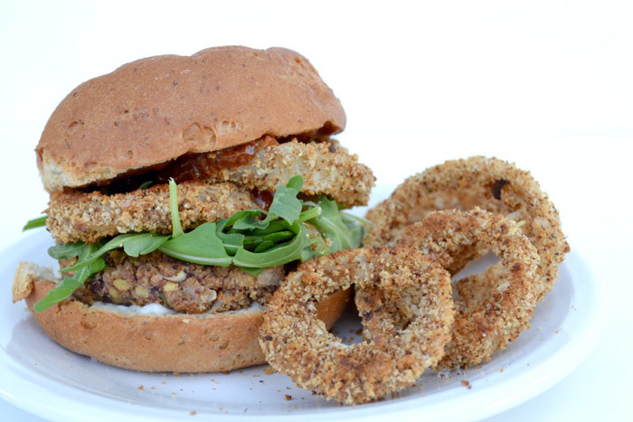 Instead of traditional beef burgers, try this BBQ Bean and Tempeh Burger