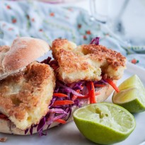 Cauliflower Steak Burgers with Tangy Coleslaw