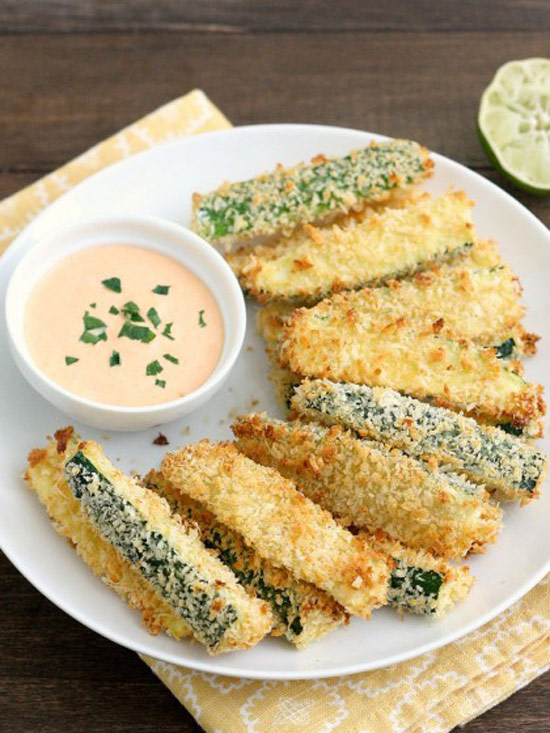 Crispy Baked Zucchini Fries with Sriracha-Lime Mayo