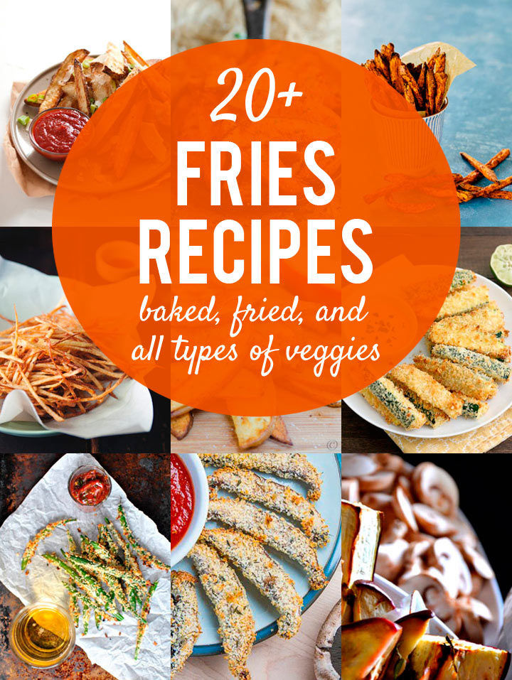 20+ Fries Recipes to Pair with Burgers - baked fries, fried fries, and all types of veggies! #burgerweek