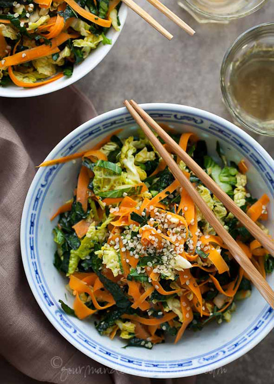 Raw Kale, Cabbage, and Carrot Salad