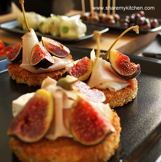 Cheese, Fig, and Ham Tapas