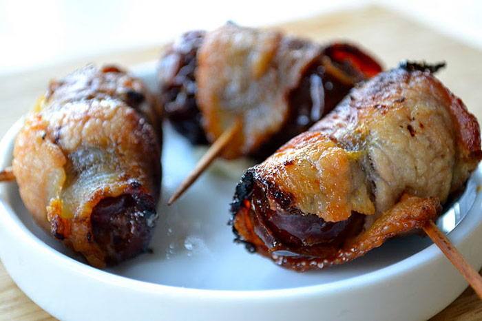 Bacon Wrapped Dates with Goat Cheese