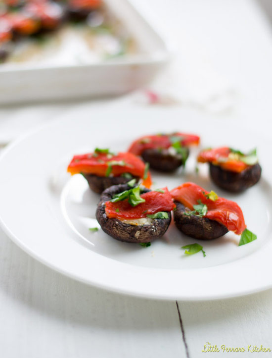 Manchego and Roasted Red Pepper Stuffed Mushrooms