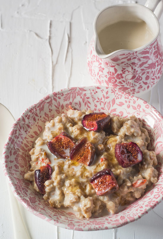 Farro Slow Cooker Hot Cereal with Honey-Roasted Figs and Goji Berries