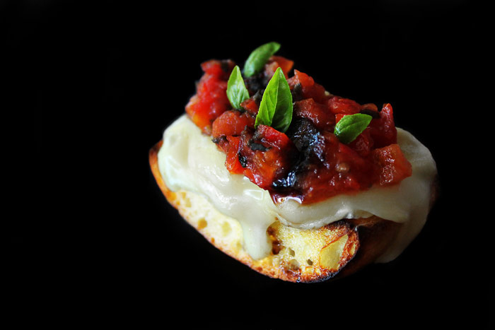 Appetizer: Camembert Bruschetta with Tomato Marmalade